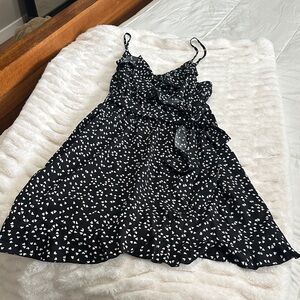 Elegant Black and White Heart Pattern Mini Dress